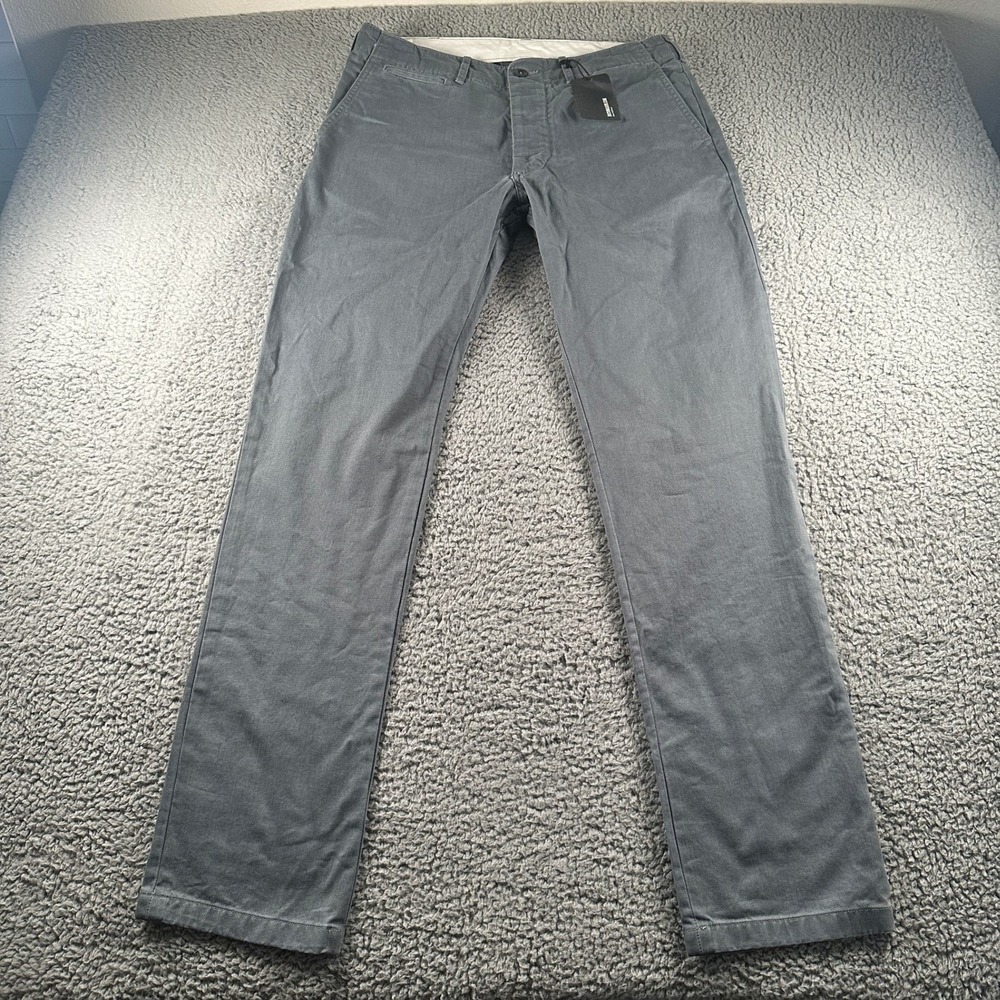 Buck Mason Officer Pant Mens 32 Seal Slub Twill Gray Straight Chino NWT